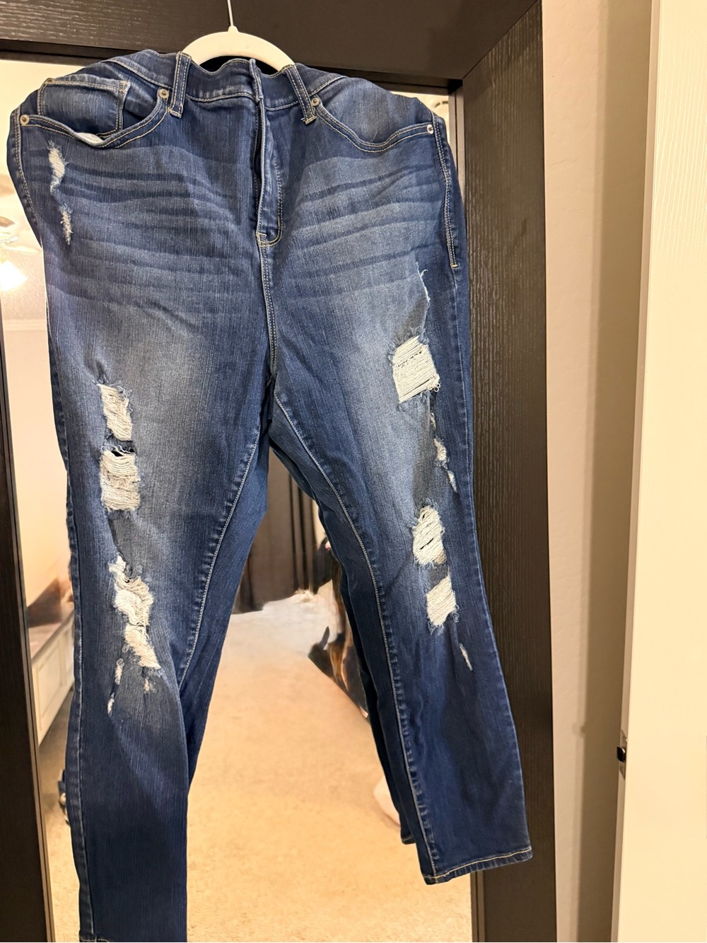 torrid Distressed Dark Blue Skinny Jeans